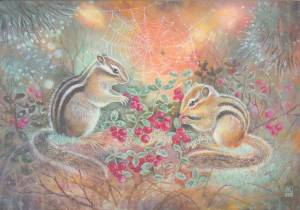 Бурундук в лесу