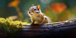 Бурундук на ветке со словом бурундуки на ней