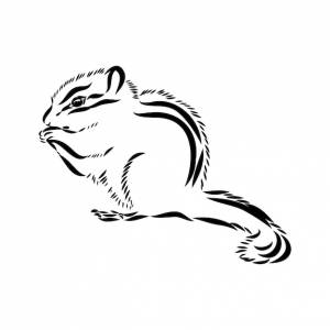 Ручной рисунок бурундука черно-белая векторная иллюстрация в стиле ретро