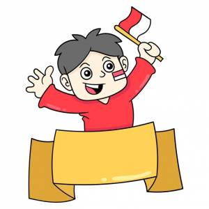 Шаблон баннера празднования независимости индонезии человек счастлив, векторная иллюстрация искусства