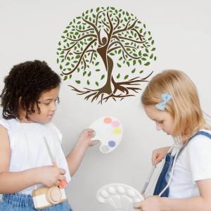 Трафареты с деревом жизни, фотообои в форме человека, рисование, трафарет, квадратный многоразовый трафарет для художественных проектов