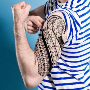 Водостойкие временные тату наклейки крутой человек череп шаблон крест ожерелье поддельные тату флэш-тату большие наклейки для женщин мужчин