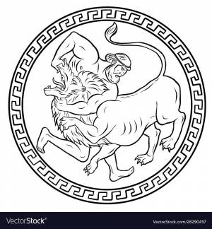 Геракл и лев рисунок