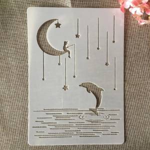 29 см Луна Рыбалка Дельфин метеорит DIY слойные трафареты настенная живопись искусственная кожа декоративный шаблон