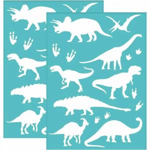 Трафареты для шелкографии с рисунком динозавра, многоразовые трафареты из сетки с рисунком животных, Переводные, моющиеся, для дома, 2 шт