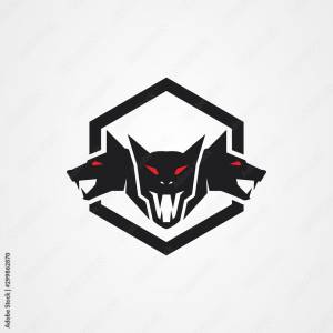 Cerberus heads icon logo vector Векторный объект Stock