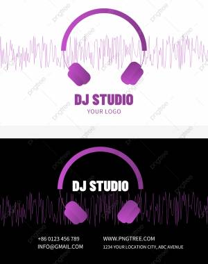 Dj Studio гарнитура бизнес фиолетовый визитная карточка рисунок Шаблон для скачивания на Pngtree