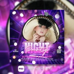 Шаблон плаката вечеринки dj