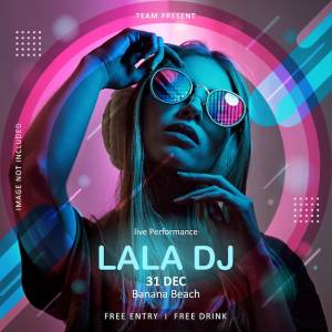 Квадратный плакат  флаер шаблон для музыкального события dj