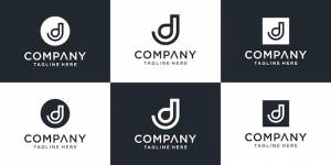 Набор творческих монограмм буквица dj логотип шаблон