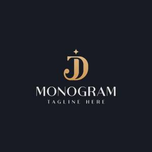 Первоначальный шаблон логотипа dj jd dj monogram первоначальный логотип значка буквы