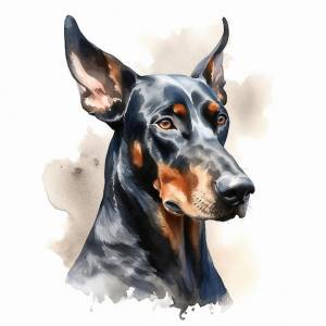 Рисунок добермана-пинчера с поднятыми ушами