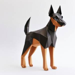 Оригами доберман пинчер 3d бумажная модель маленькой собаки и учебник