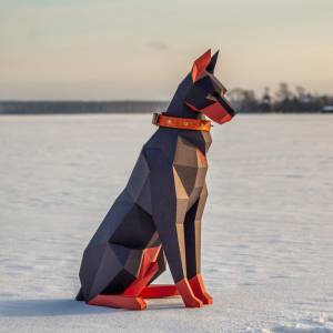 Высота 100 см, черная фотосессия, 3D животное, скульптура Doberman Papercraft, спальня, гостиная, ручная работа, своими руками