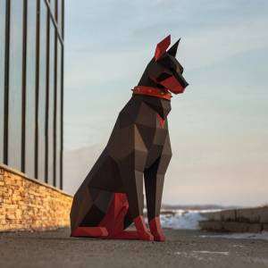 Высота 100 см, черная фотосессия, 3D животное, скульптура Doberman Papercraft, спальня, гостиная, ручная работа, своими руками