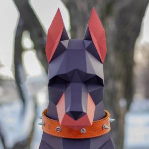 Высота 100 см, черная фотосессия, 3D животное, скульптура Doberman Papercraft, спальня, гостиная, ручная работа, своими руками