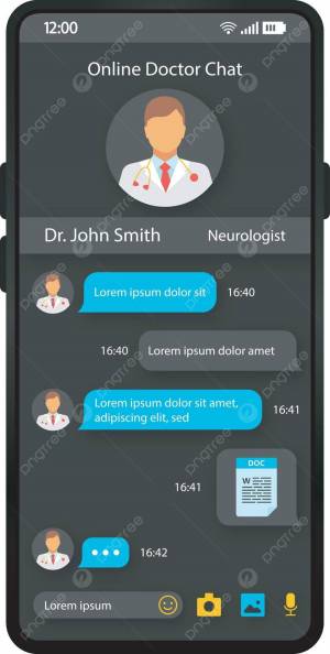 онлайн врач в чате интерфейс смартфона вектор шаблон терапевт клиника приложение вектор PNG , Терапевт, клиника, приложение PNG картинки и пнг рисунок для й загрузки