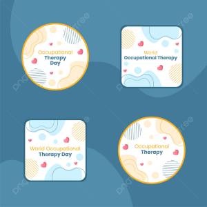 Всемирный день трудотерапии шаблон этикетки рисованной мультфильм плоская иллюстрация PNG , восстанавливаться, экзамен, доктор PNG картинки и пнг рисунок для й загрузки