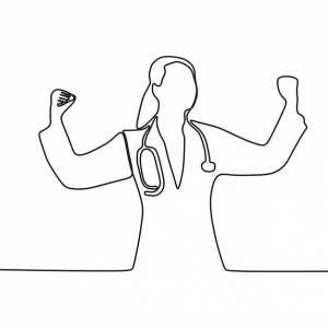 Непрерывный рисунок линии силуэта врачей больничная сцена шаблон для ваших дизайнерских работ vect