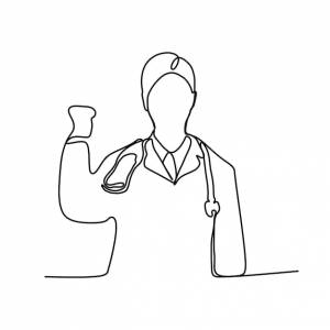 Непрерывный рисунок линии силуэта врачей больничная сцена шаблон для ваших дизайнерских работ vect