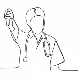 Непрерывный рисунок линии силуэта врачей больничная сцена шаблон для ваших дизайнерских работ vect