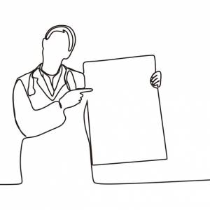 Непрерывный рисунок линии силуэта врачей больничная сцена шаблон для ваших дизайнерских работ vect