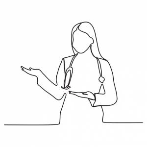 Непрерывный рисунок линии силуэта врачей больничная сцена шаблон для ваших дизайнерских работ vect