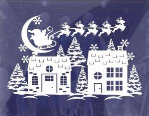 Трафарет домик на Новый год