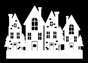 Трафарет на окно город