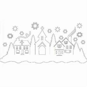 Трафарет домик для вырезания на окно