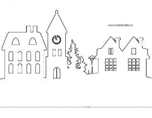 Трафареты зимний город на окна