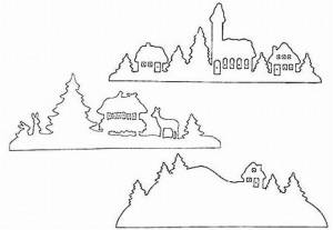 Новогодние трафареты домики на окна