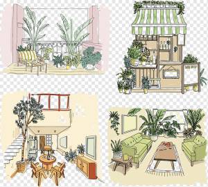 дом декоративные шаблоны цветной нарисованный от руки эскиз, png