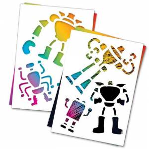 Гравюра Роботы с цветным основанием набор 3 шт