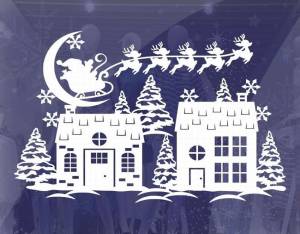 Трафарет домик на Новый год