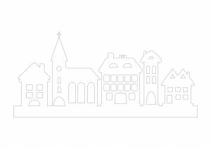 Трафарет на окно город