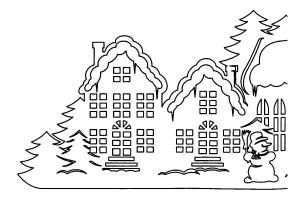 Трафареты Новогодние Домики для вырезания из бумаги