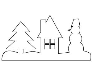Трафареты Новогодние Домики для вырезания из бумаги