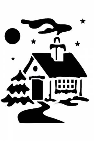 Трафареты Новогодние Домики для вырезания из бумаги