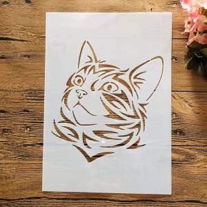 Трафареты  29*21 см с изображением головы кошки для домашних животных, для самостоятельной сборки слоев, настенная живопись, искусственные декоративные трафареты