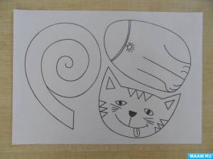 Детский мастер-класс поделки из бумаги «Котик» по шаблону