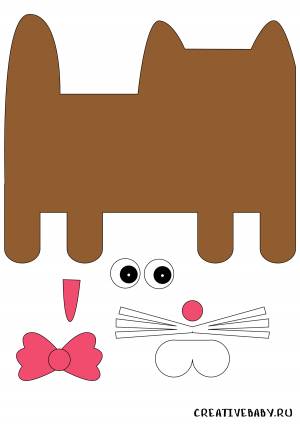 Аппликация Кошка из бумаги от коробки конфет