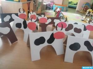 Аппликация по тебе недели «Домашние животные «Коровки» в группе раннего возраста