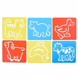 Трафареты Домашние животные лист бумаги, набор 6 шт