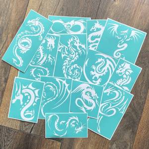 Трафареты драконов для декора, тату, стен и рисования, 13 трафаретов