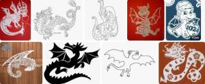 Трафареты и шаблоны дракона для вырезания из бумаги на окно к Новому 20
