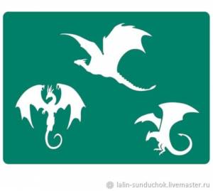 Трафарет на клеевой основе Драконы 2