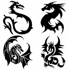 Трафареты Дракона на окна к Новому 2024 Году