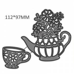 Aidier цветок чайник металлический трафарет трафареты для скрапбукинга тиснение альбом карты DIY