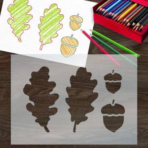 Трафарет Листья Дуба И Желуди 30х42 см из пластика 0,3 мм для рисования